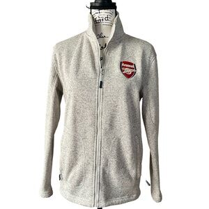 Official Arsenal FC Full-Zip Fleece Jacket – Size XS (Gray/Heathered Oatmeal)